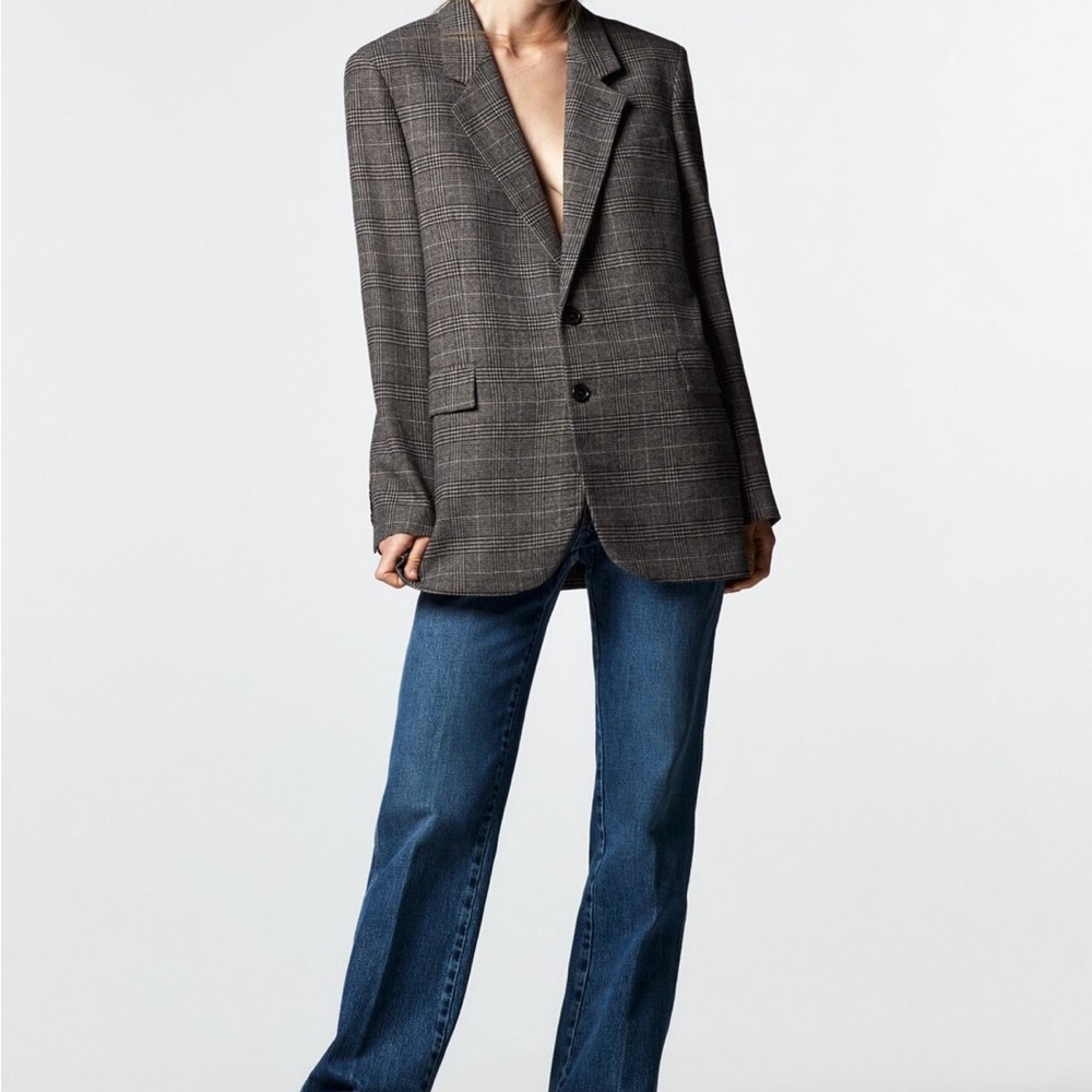 Zara Plaid Straight Cut Blazer